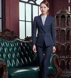 Высокое качество волокна Формальные женские брючные костюмы блейзер и пиджак комплект Дамская рабочая одежда офисная форма дизайн