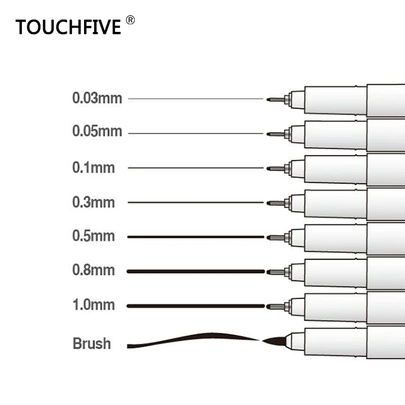 TOUCHFIVE Высокое качество маркер Marvy эскиз Лайнер Кисть ручка для рисования ручка дизайн водонепроницаемая ручка для рисования манги прочные товары для рукоделия - Цвет: 8 PCS