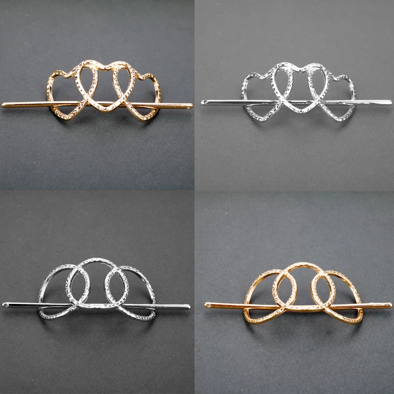 

New Fashion Women Girls Gold/Silver Plated Metal Circle Heart Hair Clips Metal Circle Hairpins Holder Hair Accessories For Party