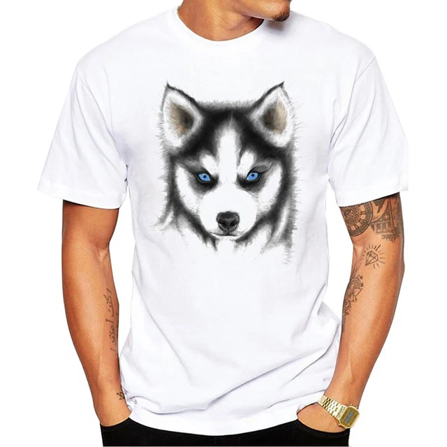 

Hipster Vintage Men T-Shirt Short Sleeve Funny Siberian Husky Printed Tops New Arrivals Men Tee Cool T Shirts