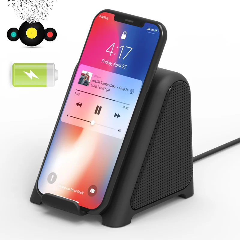 2 IN 1 Qi Wireless Charger Wireless Bluetooth Speaker for iphoneX 8 Plus Samsung Galaxy S8 Phone