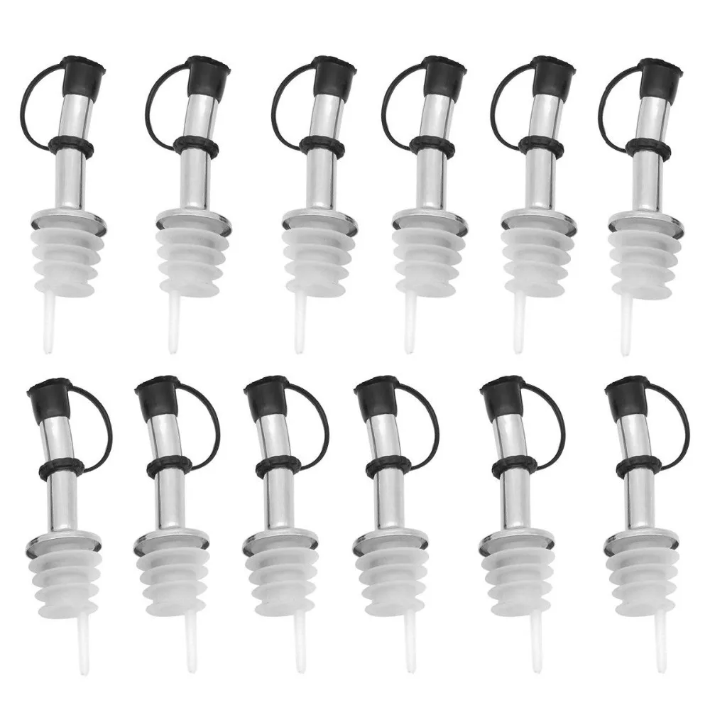 12pcs/lot Wine Bottle Pourer with Cap Covers Lid Oil Cork Drink