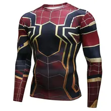 Мститель 3D мужские колготки Человек-паук спортивная рубашка для бега мужские футболки обтягивающие с длинным рукавом рубашки для спортзала Фитнес Футболка