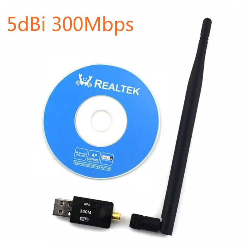 Wireless WiFi Adapter Dongle Network LAN Card 802.11n 300Mbps For Windows 10 7 8