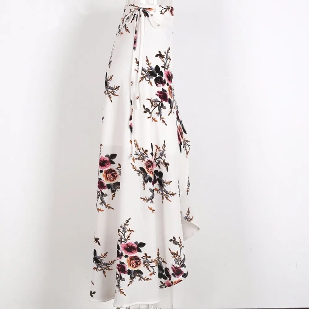 Boho High Waist Long Maxi Asymmetrical Skirt Dress_5