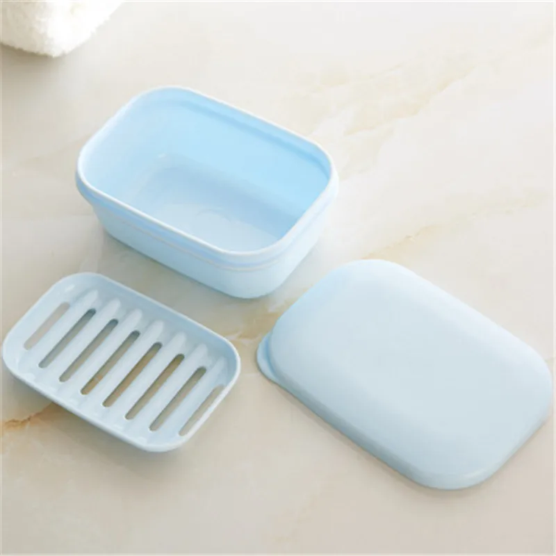 

Double Layers Handmade Soap box With Drain Layer Soap Draining Holder Soap Dish Bathroom Box Travel Portable Lid Soap Box