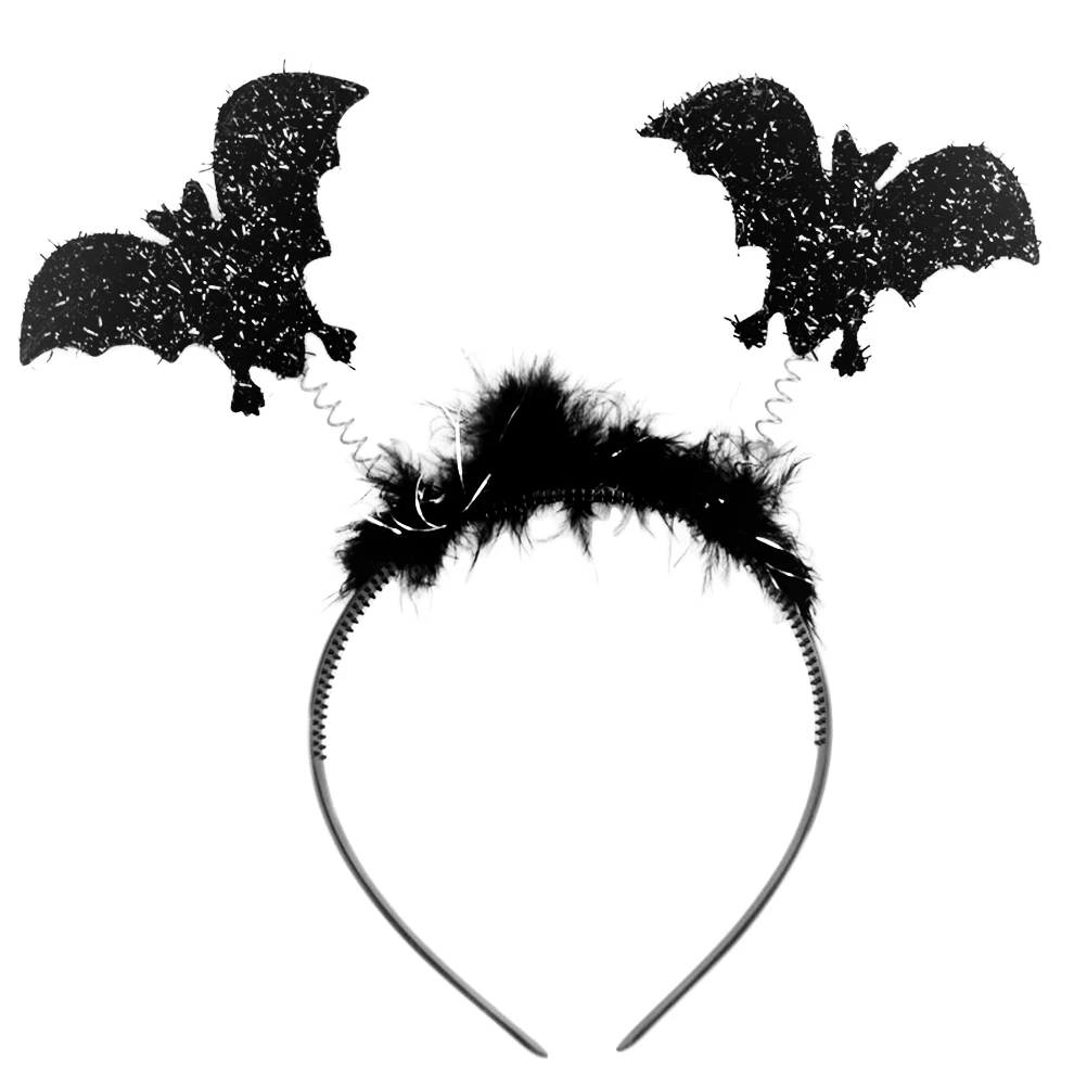 New Black Glitter Bat Headband Trendy Headband Headdress For Halloween