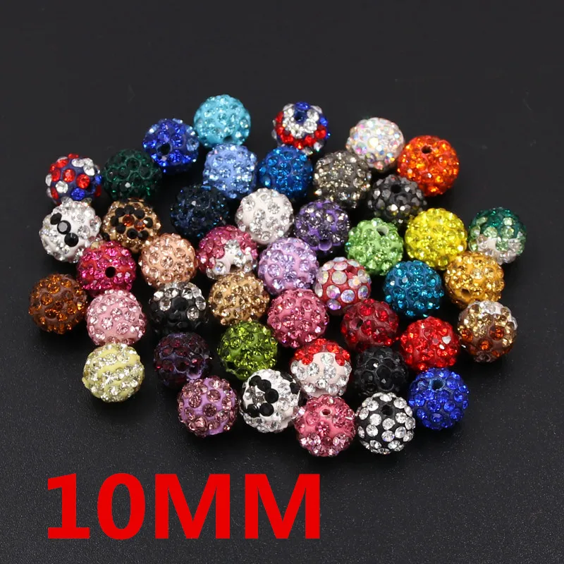 

50pcs 10mm Polymer Clay with colorful Rhinestone Crystal Ball Beads B10
