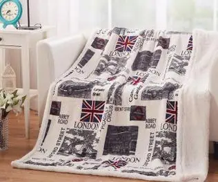 

UK American flag Black lamb Fleece Winter thick blanket flannel blanket lazy office Bedding Throws on Sofa/Bed Plaid blanket