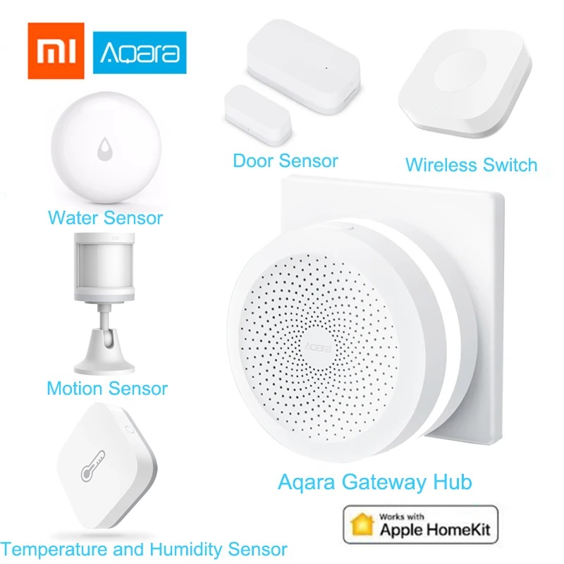 

XiaoMi aqara Smart home kits Gateway Hub Lamp Door Motion Sensor Wireless Switch Temperature Humidity Water Sensor Apple homekit