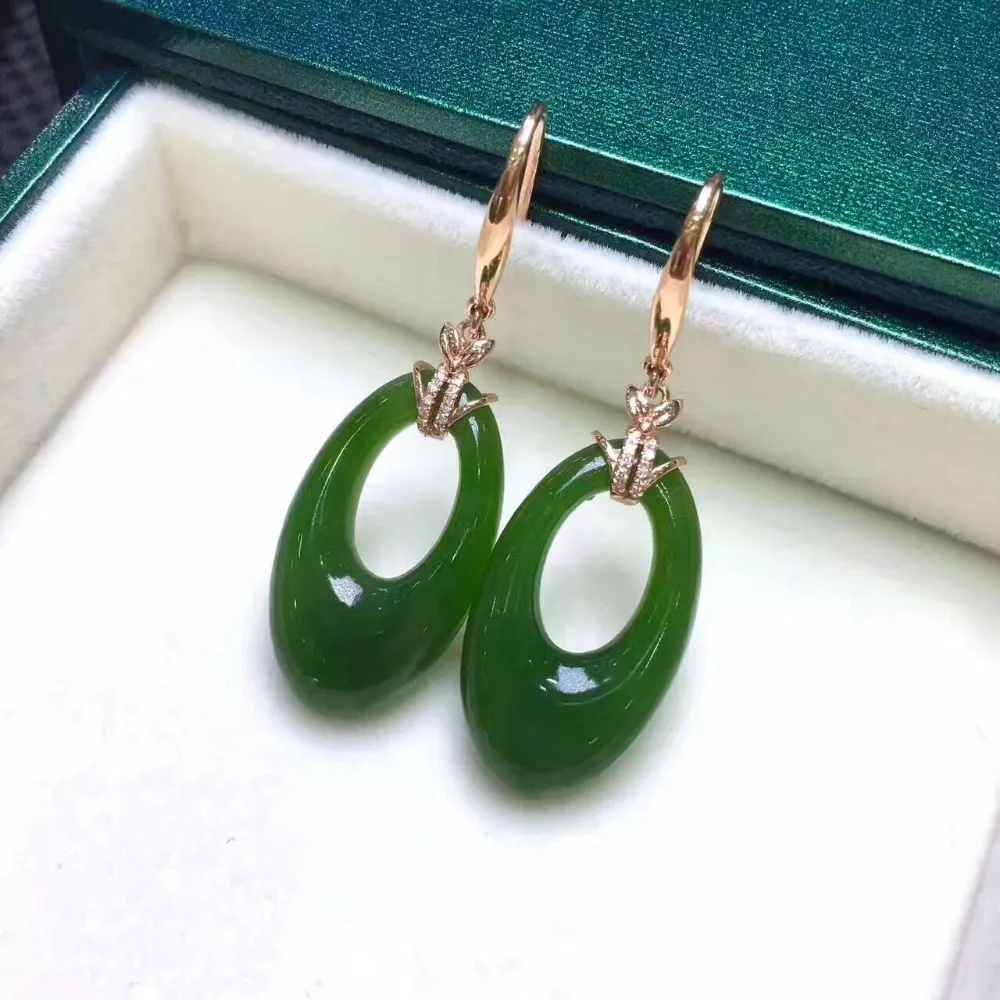 18k золото инкрустация и Tianbi нефрит серьги Мода elegant2946