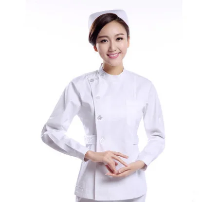 White top Медицинская одежда, белый/розовый/синий/длинный рукав, топ, медицинское пальто, стоматологическая лаборатория, униформа для врача, Женская аптека, рабочая одежда - Цвет: White top