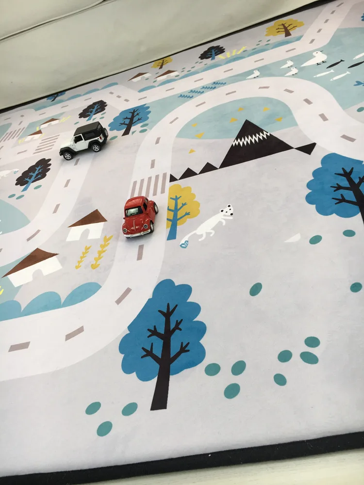 Большой ковер Размером 150*195 см, Северный детский автомобильный коврик с изображением города, таффик, карта шоссе, игровой коврик, развивающие игрушки для детей, гимнастические игры, дорожные карпы