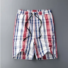 Высококачественные классические красные и синие клетчатые шорты летние мужские повседневные пляжные шорты модные английские Стильные пляжные шорты 507