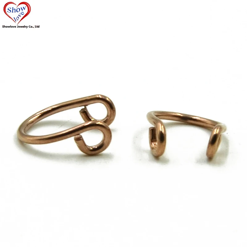 Showlove Rose Gold Fake Septum Clicker Nose Ring Faux Piericng Nose