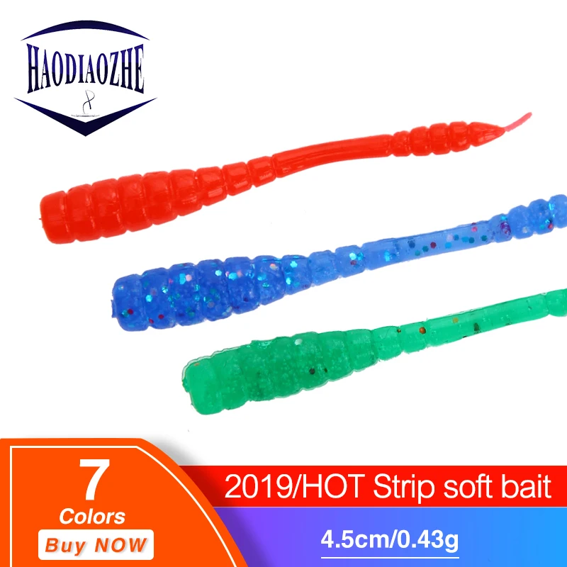 HAODIAOZHE 5 قطعة لينة الصيد إغراء دودة الطعم سيليكون إغراء Wobblers 4.5 سنتيمتر 0.43g إيسكا الاصطناعي مضيئة نظافة الصيد YU19A