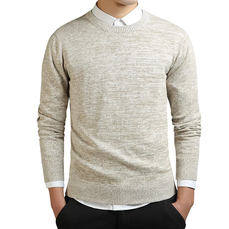 New Autumn Japanese Harajuku Contracted Style Fashion Knitted Men's Full Sleeves Sweaters Casual O-Neck Cotton Pullovers Sweater - Цвет: Khaki