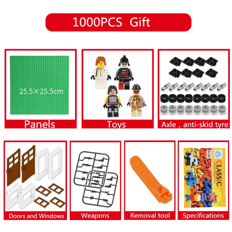 Dubbi 1000pcs 450pcs Building Blocks diy brick with accessory kits Compatible legoe Educational Toys Bulk For Children Gift