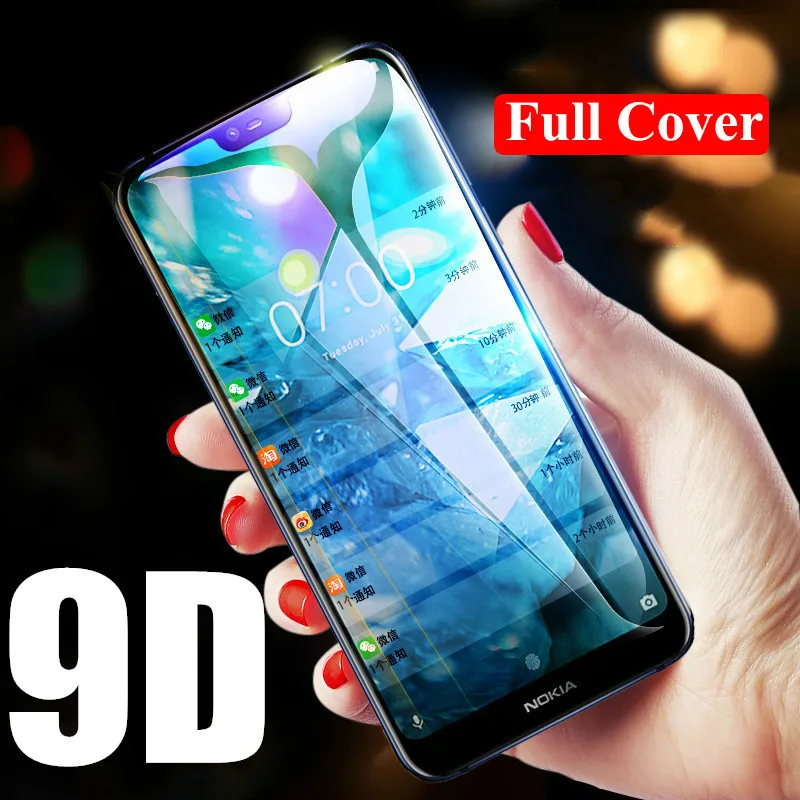 

9D Full Cover Film for Nokia 3 6 7 8 Screen protector for Nokia 1Plus 3.1 5.1 6.1 7.1 Plus X3 X6 X7 3.2 4.2 Tempered Glass Film