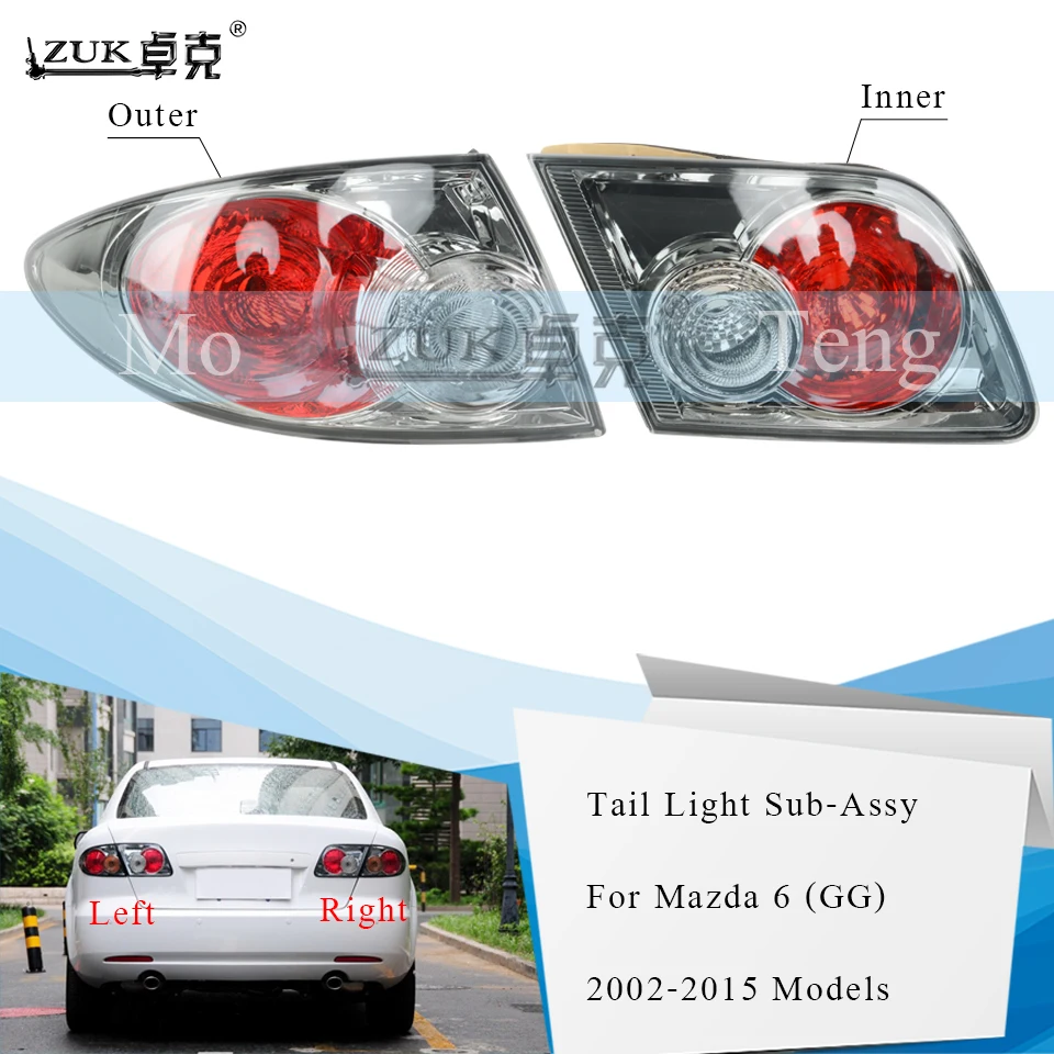 Задний бампер ZUK, задний светильник, задний фонарь для Mazda 6 GG Sedan 2002- M6 Fastback, спортивный задний светильник Taillamp, тормозной светильник, стоп-сигнал