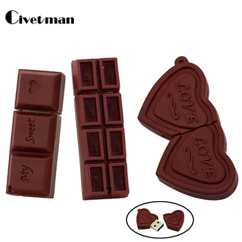 

Pen Drive 128GB Cartoon Love Sweet Chocolate USB Flash Drive 8GB 16GB 32GB 64GB USB 2.0 Flash Memory Stick Disk 256GB Pendrive