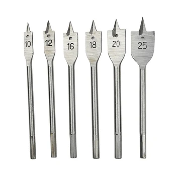 

6pcs Three Sharp Horizontal Woodworking Flat Dril Wood Flat Drill Set Woodworking Spade Drill Bits Durable Woodworking Tool Sets