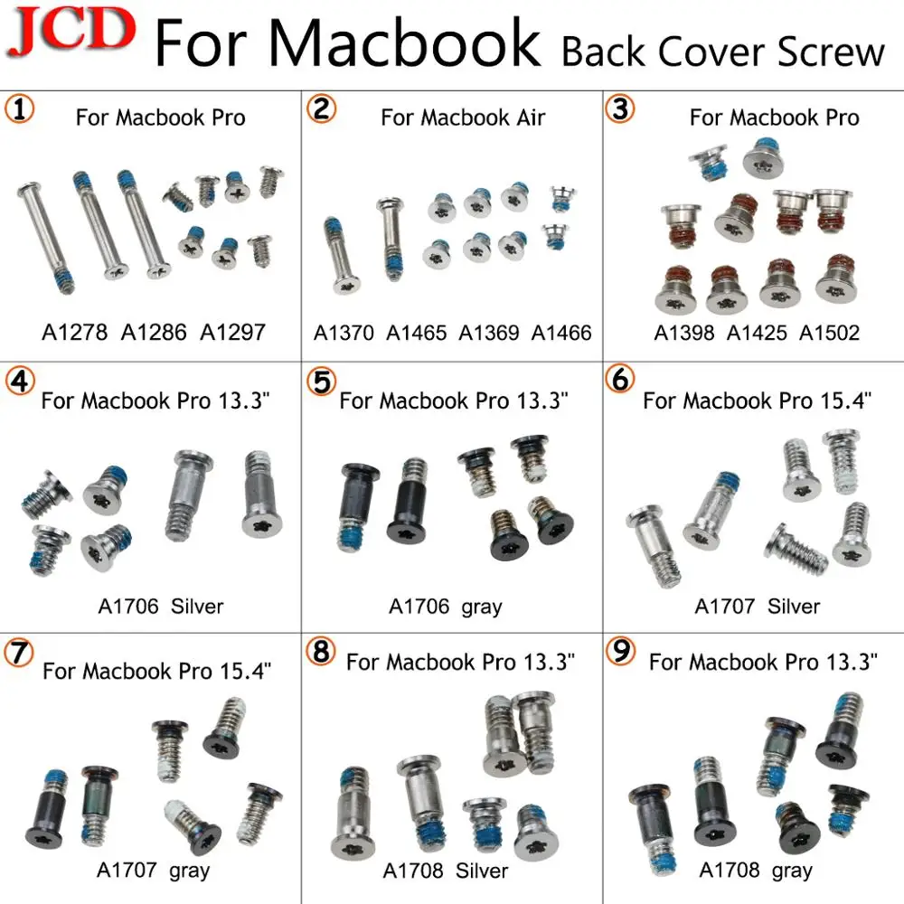 JCD ноутбук болт для нижнего корпуса для Macbook Pro retina A1278 A1286 A1297 A1398 A1425 A1502 MC975 MC976 MD212 MD213 ME864 A1706