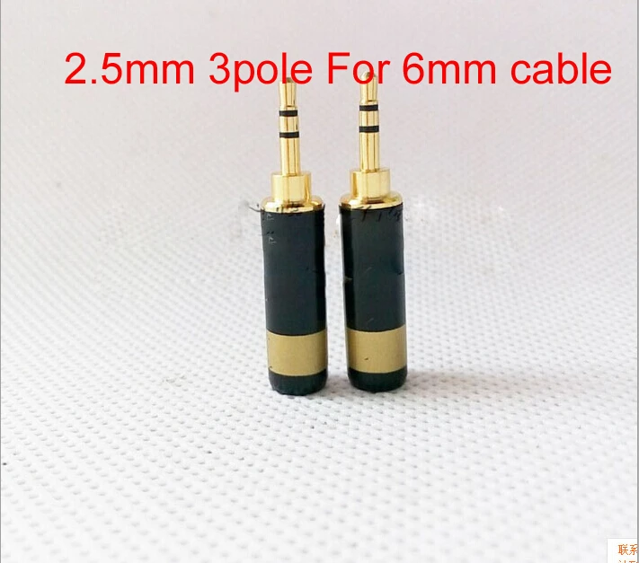 100pcs Gold plated copper For 6mm Cable 2 5mm 3 pole with Belt clip Plug Male Headphone Jack Audio Connector Adapter