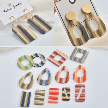 

Resin color striped rectangular circular water drop DIY Earrings material accessories