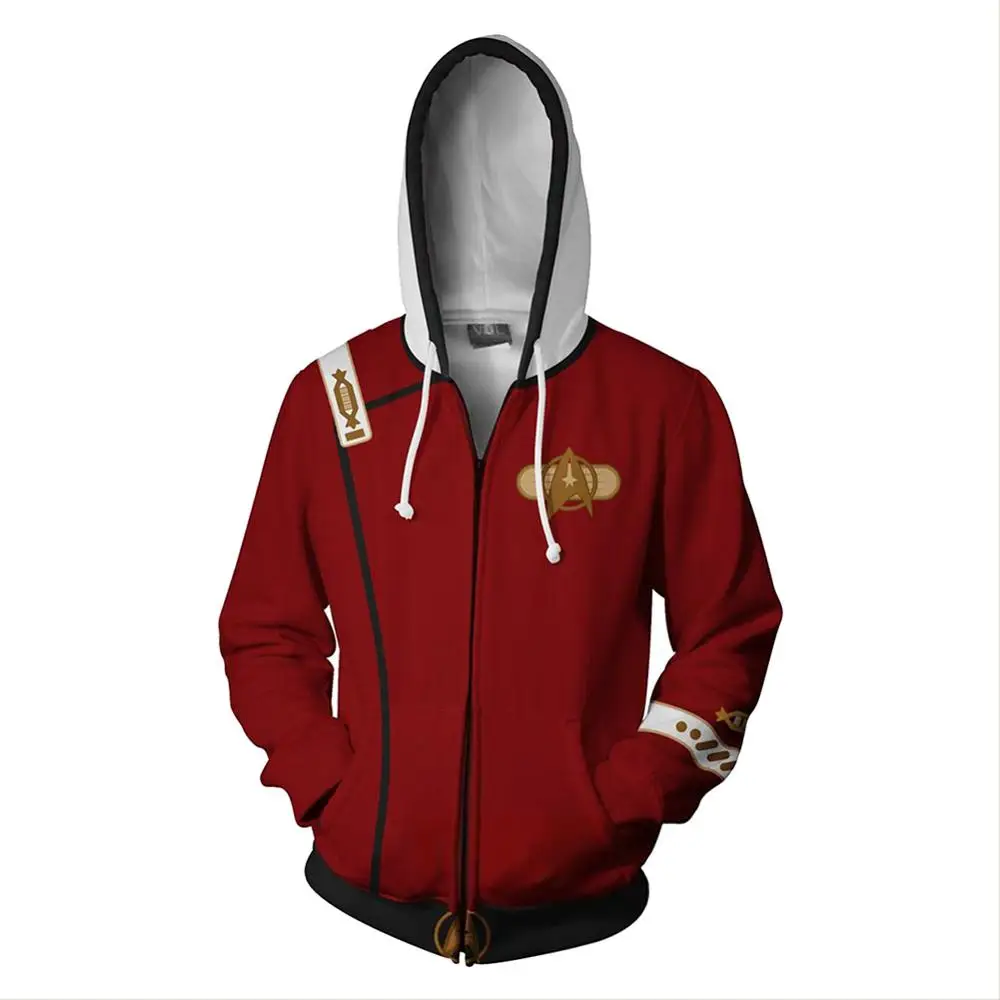 

Star Cosplay Hoodie Trek The Wrath of Khan Sweatshirts Zip Up 3D Print Coat Jacket Cardigan Adult Hoody Outwear Casual Tops