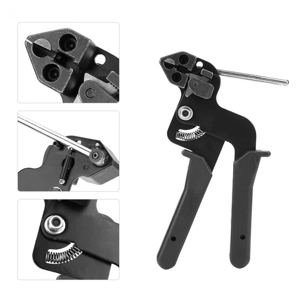 

Black Automatic Hand Tool Cable Tie Gun Tension Wire Convenient Tensioning Stainless Steel Belting Durable Fastening 1pc