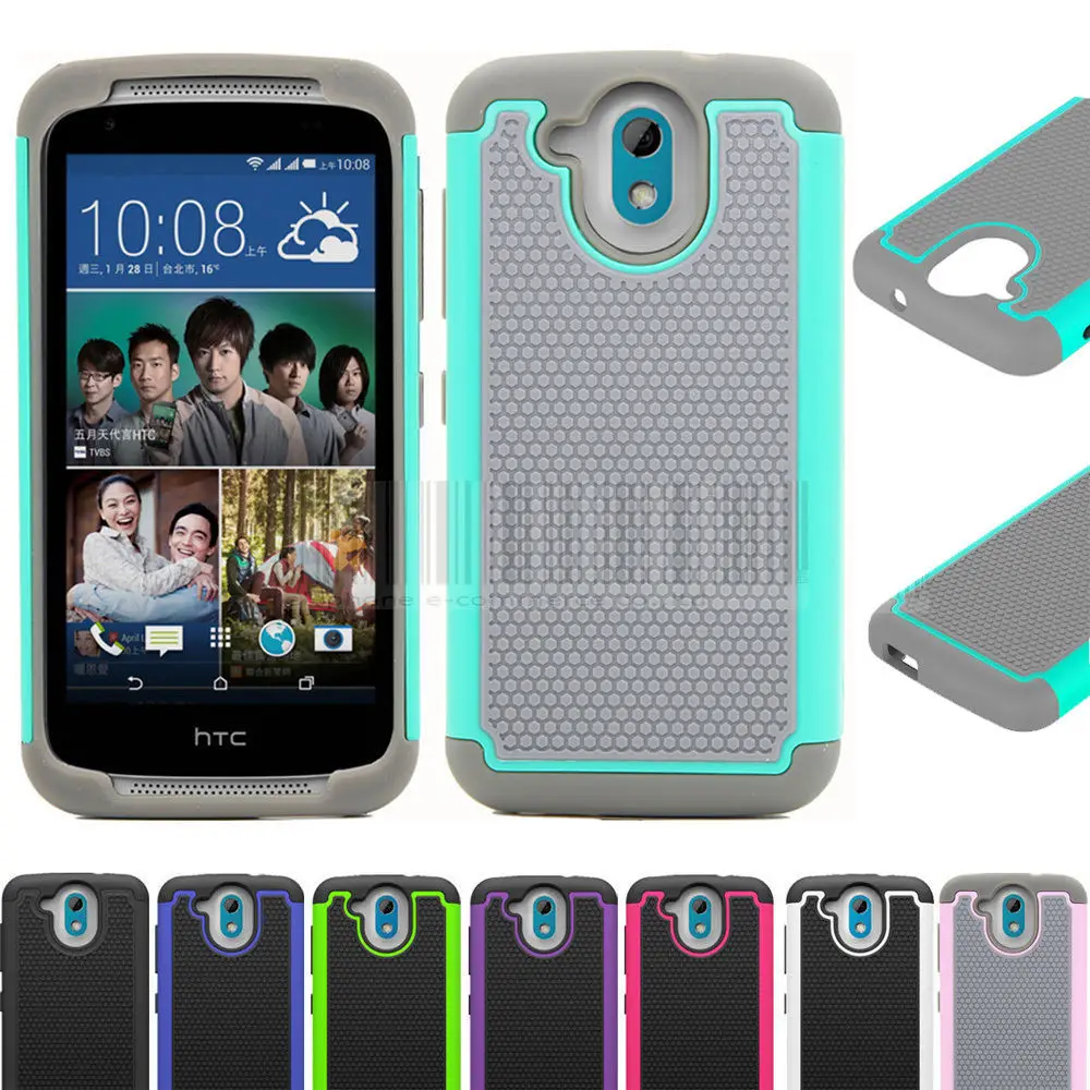 

Dual Layer Impact Protective Hybrid Silicone Rubber Armor Hard Dual Layer Case Cover For HTC DESIRE 526 526G 526G+ D526 326 326G