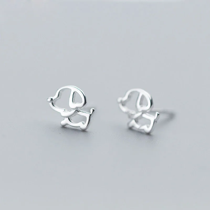 

Fate Of Dog Year Hollow Solid 925 Sterling Silver Studs Earrings