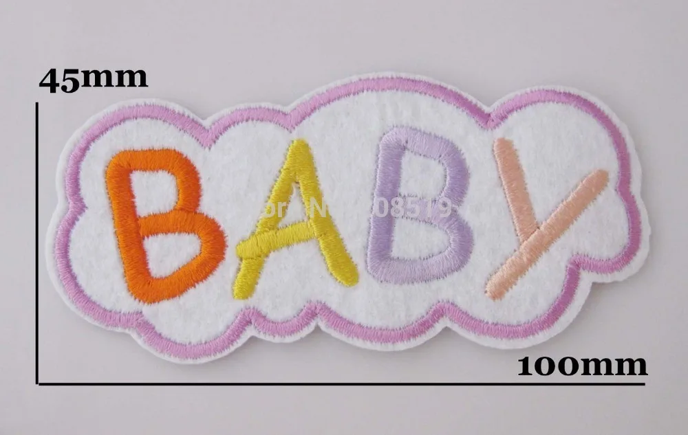 

AE072 Iron on patches 10pcs BABY 100mm*45mm children garment accessory