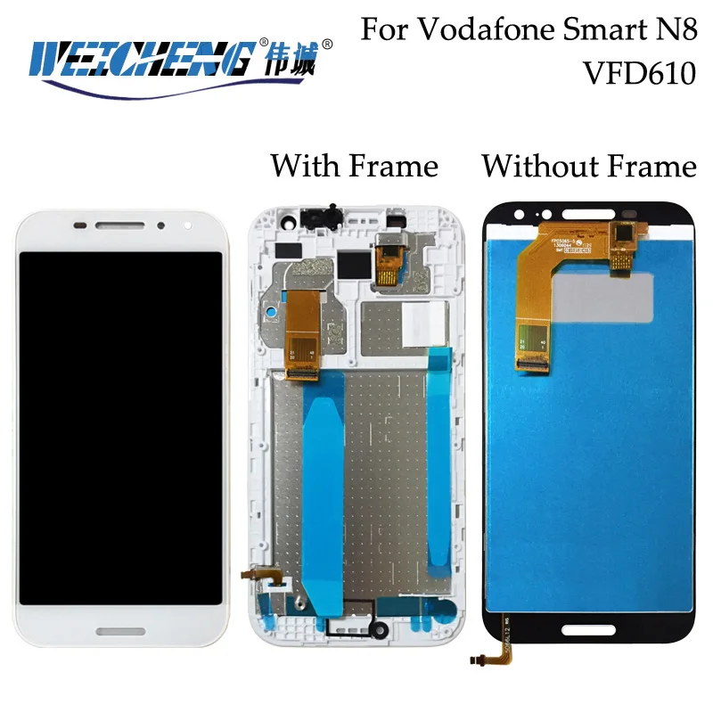 

New display For Vodafone Smart N8 LCD DIsplay + Touch Screen Digitizer Assembly With Frame for lcds VFD610 LCD VFD 610 Display