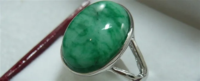 

2 colors wholesale simple style green/white Natural JADE fashion ring(#7.8.9)