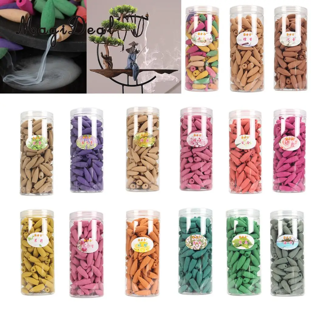 Mixed 168pcs Colored Smoke Backflow Incense Cones Natural Aroma Reflux