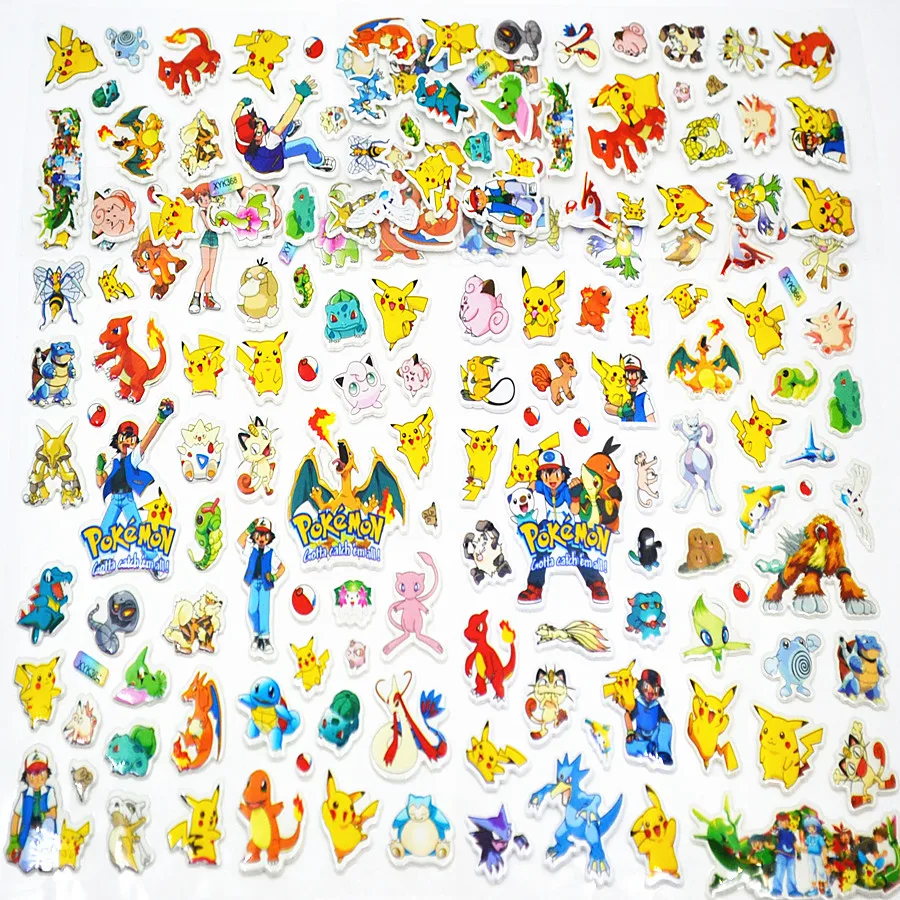

6 Sheets/set Cute Pokemon Stickers Kids Toys Sticker Girl Boy