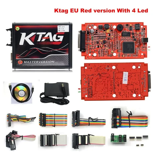 Самый KTAG K TAG V7.020 KESS V2 V5.017 SW V2.23 v2.47 2,47 мастер ECU чип Тюнинг инструмент K-TAG 7,020 онлайн лучше KTAG V7.003 - Цвет: eu ktag red 4leds