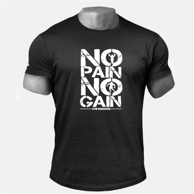 تي شيرت رجالي بكتابة No Pain No Gain