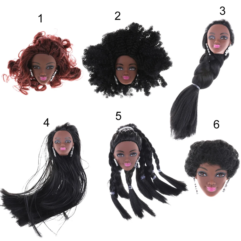 black doll heads with hair