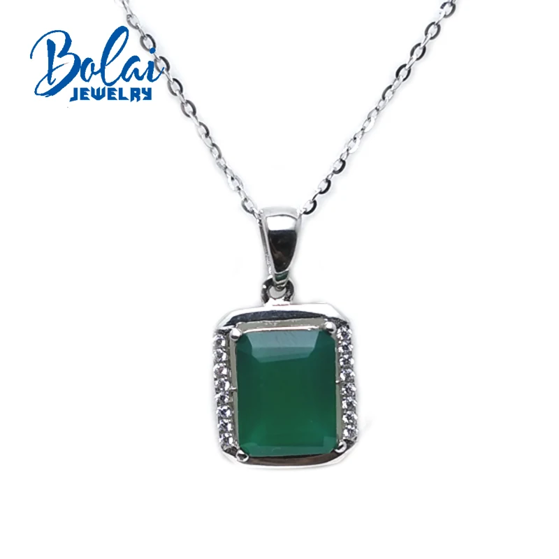 Bolaijewelry Классическая Подвеска в простом стиле с 100% натуральным зеленым агатом oct