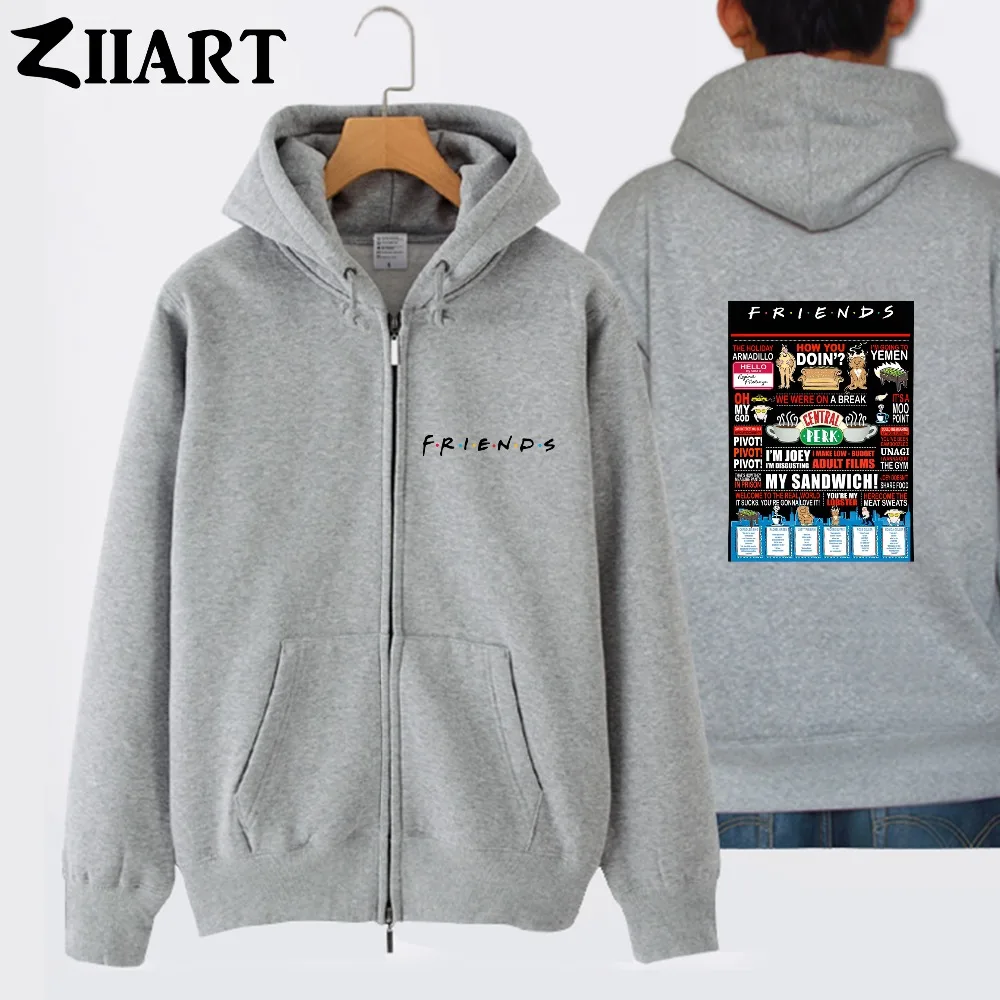 friends central perk the holiday armadillo pivot unagi couple clothes boy man male cotton full zip hooded Coats Jackets
