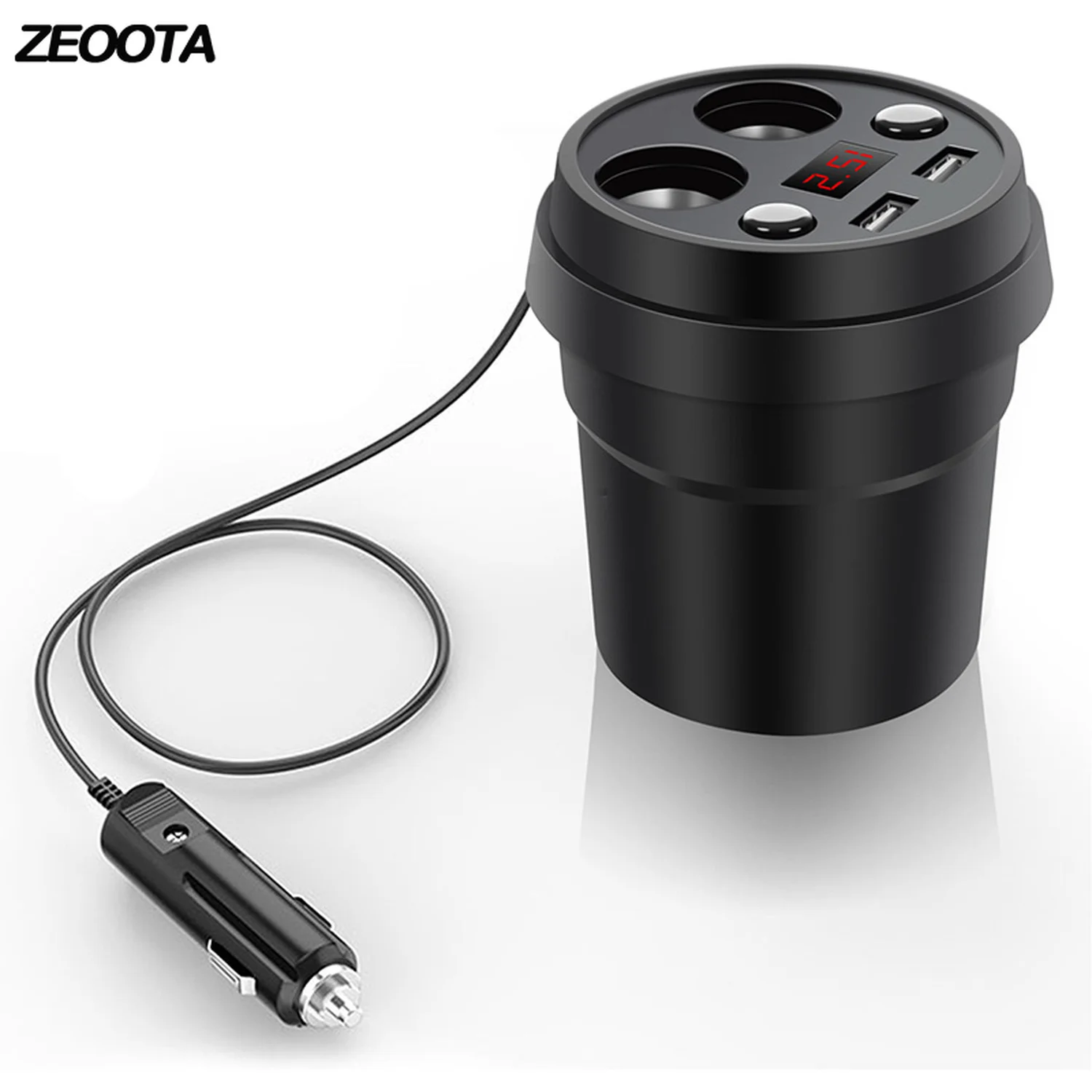 

Cup Car Charger Multi Function LED Display Voltage 3.1A 2 USB Power Adapter Cigarette Lighter Splitter for Movile Phone GPS DVR