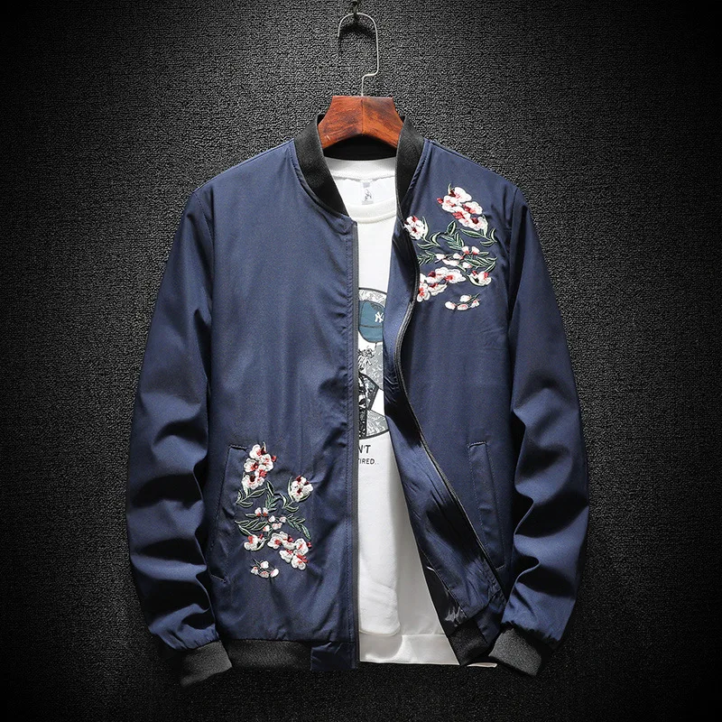 2019 Brand New Aviation Bomber Embroidery Jacket Men Streetwear Slim Fit Pilot Bomber Jacket Coat Men Jackets Plus Size