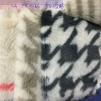 

Houndstooth Print Imitation Flocked Houndstooth Faux Fur Houndstooth Printed Fleece Scarf Coats