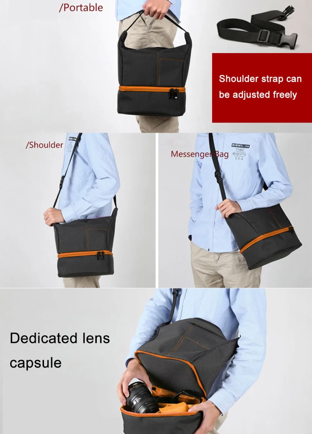 Puluz-impermeável Sling Shoulder Bolsa à Prova de Arranhões Dslr Câmera Bolsa Outdoor Sports Handbag Gopro Sjcam Nikon Canon Sony Xiaoyi - Image 6