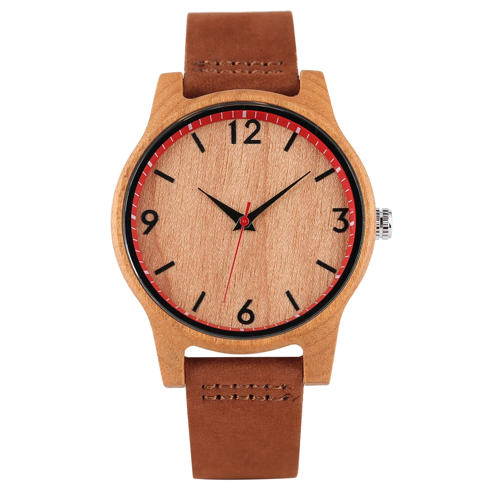 

Women's Quartz Wooden Watch Leather Strap Wooden Wristwatch Lightweight