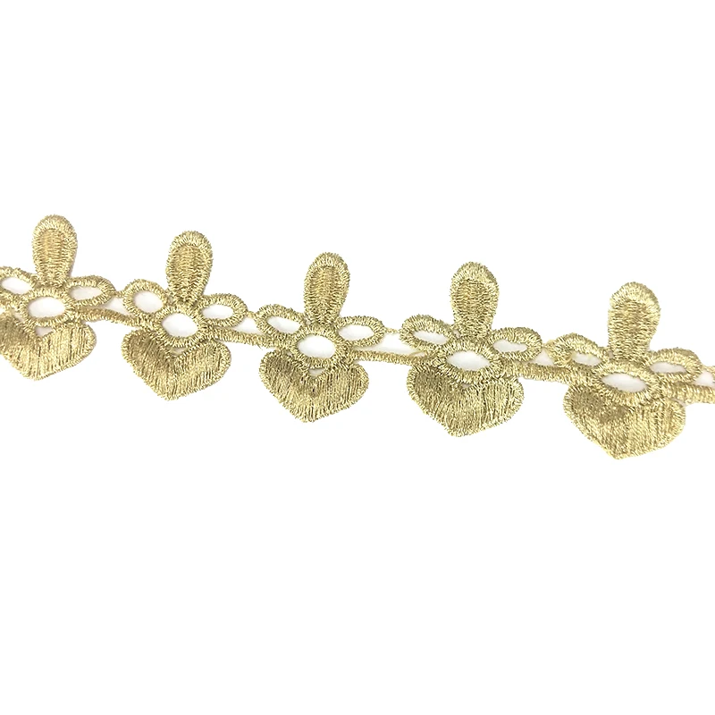 

2 yards 3.8cm wide gold water soluble loveheart embroidery lace fabric lace necklace hair accessories lace trim JB97