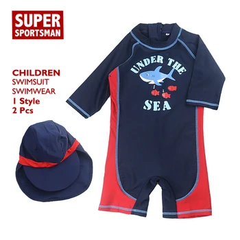

Baby Boys Cartoon Shark Swimsuit Children Summer Beach Wear One Piece Swimwear Kids UV Prodection Surfing Swimming Bathing Suits